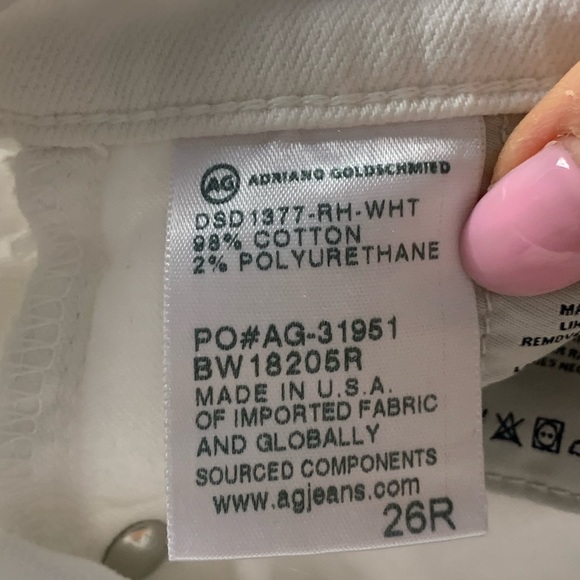 AG The Stevie Slim Straight Ankle Raw Hem White Jeans - Picture 10 of 13